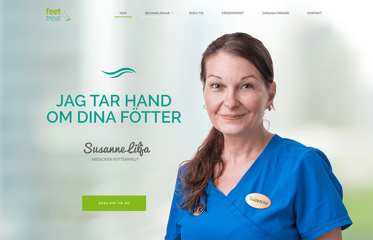 WordPress-webbplats för medicinsk fotvård med onlinebokning byggd av ComlogStudio